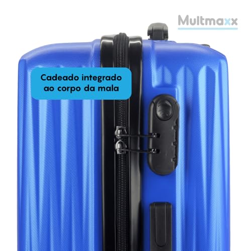 Mala de Viagem de Bordo 10Kg em ABS Rodinhas 360º Cadeado Integrado Multmaxx (Azul)