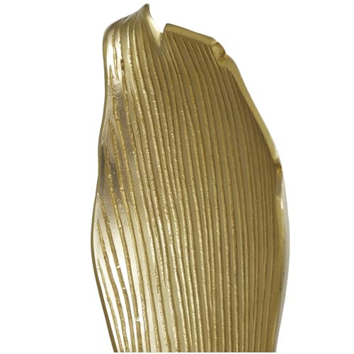 Estatua decorativa de hoja abstracta en aluminio dorado con base de mármol miniatura 4