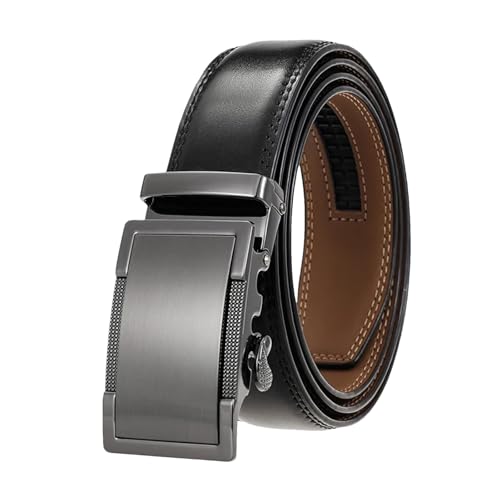 Men's Genuine Leather Trouser Belt 35mm Wide Alloy Automatic Buckle Business Cowhide Strap for Suits or Jeans