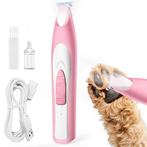 oneisall Pfotentrimmer für Hunde mit LED-Licht, Leiser...
