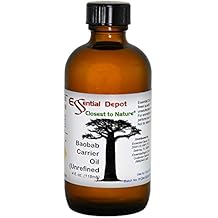 Essential Depot Baobab Unrefined Carrier Oil Non GMO - Vegan - GC/MS Tested - Supplied in 4 oz. Amber Glass Bottle with Black Phenolic Cone Lined and Safety Sealed Cap