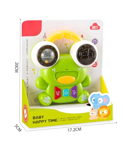 Image of Baby Musical Drum Toy | Frog Shape with Lights & Music | Rolling Ball Activity Toy for Babies & Toddlers | Early Learning Sound Toy | Plastic Drum - Pack of 1 (Color May Vary)