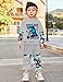 MIGU Boys Clothes Size 5T-6T Fall Boys Clothes Fashion Dinosaur Clothes for Boys Long Sleeve Grey Hooded Sweatshirt Dinosaur Tie-Dye Pants 2 Piece Outfit Set