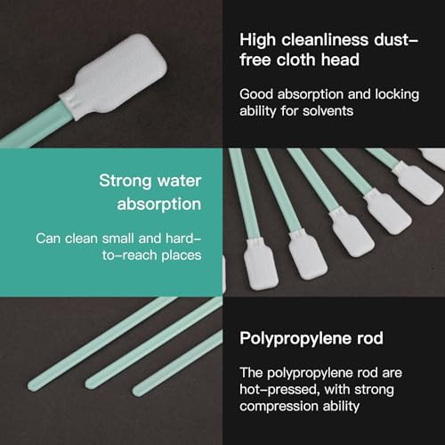 100 Stück Reinigungsstäbchen, Fusselfreie Wattestäbchen für Präzisionsreinigung, Geeignet für Elektronik, Optische Instrumente, Tintenstrahldrucker und empfindliche Oberflächen