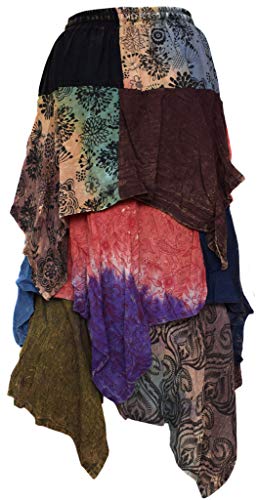 Gheri 3 Layer Asymmetrical Hem Elastic Waist Stonewashed Skirt 3 Layer Asymmetrical Hem Elastic Waist Skirt3