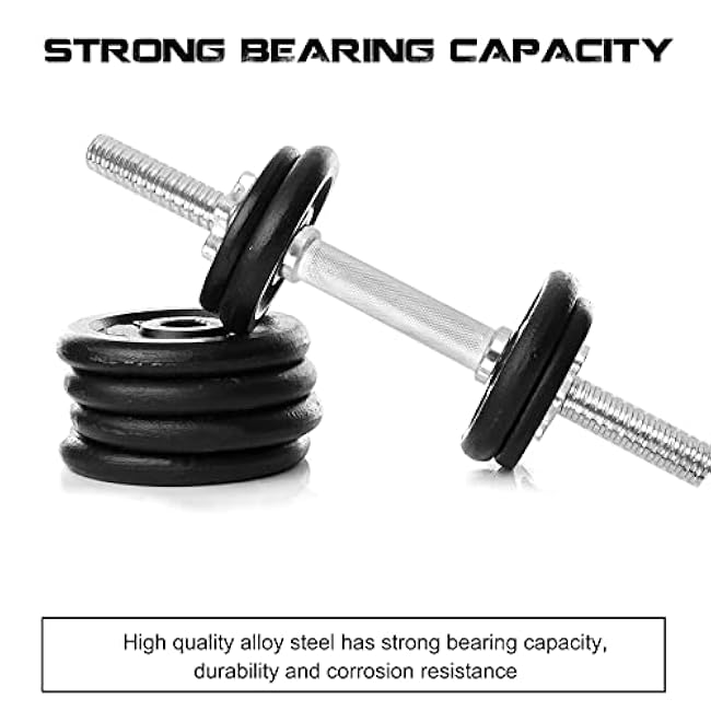 Threaded Dumbbell Rubber/Chrome Handles 1 Inch Pair, Adjustable Dumbbell Bar Handles, Fits Standard Weight Plates with 1¡± Diameter, for Gym Workouts, Exercise, Weightlifting, Sold in Pair