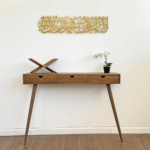 Image of Maryam Islamic Art First Kalima (Shahada) Metal Wall Art - Gold Finish - Medium 66 x 18 cm - Arabic Calligraphy Islamic Home Decor - Elegant & Easy to Mount