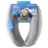 TRAVELREST Nest Neck Pillow Travel Essentials - Memory Foam Pillow and Patented Design, Support for Long Flights, Travel Accessories, Comfortable and Compact, Washable, Attaches to Luggage - Gray