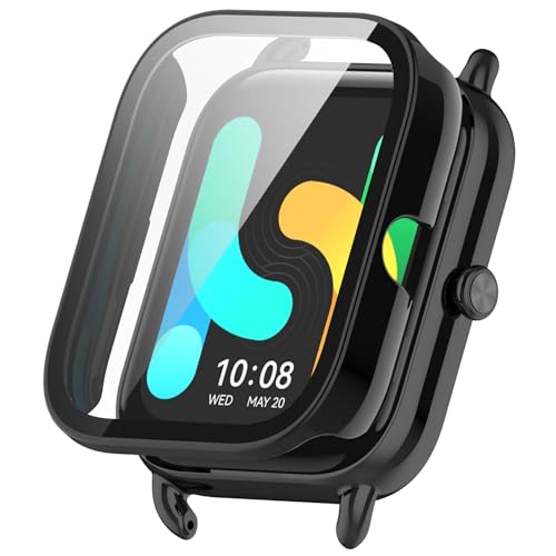 Generic Compatible with Haylou RS4 Plus Case, Hard PC Anti-Scratch HD Full Coverage Screen Protector Case for Haylou RS4 Plus (LS11/LS12) Smartwatch Accessories (Black)