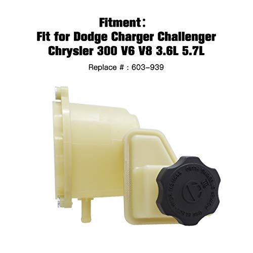 TIKSCIENCE Power Steering Fluid Reservoir Fuel Tank Bottle, 603-939, Fit for Dodge Charger Challenger and Chrysler 300 V6 V8 3.6L 5.7L