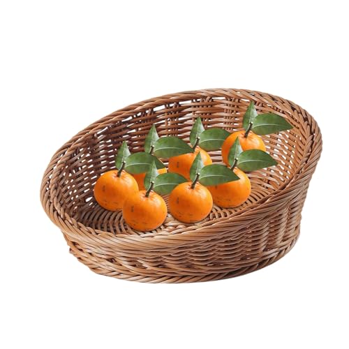 Cesta de exhibición de pan | Cesta de exhibición de pan tejida inclinada | Soporte de alimentos para restaurante, panadería, bandeja organizadora para aperitivos, galletas, dulces