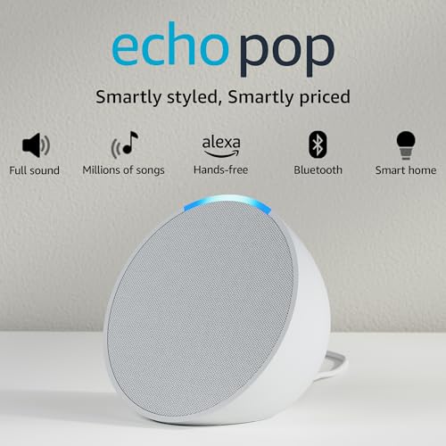Amazon Echo Pop| Smart speaker with Alexa and Bluetooth| Loud sou...