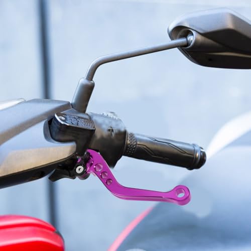 Cabilock 2 Stück Bremshebel Bremsgriff Doppelgasgriffe Motorrad Dirt Motorrad Ersatz Vorne Universal Mountain Covers Stahlhebel Kupplungshebel Lila Aluminiumlegierung