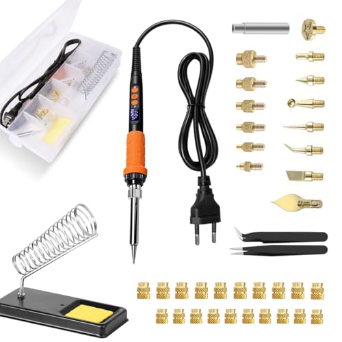 Kit de pannes à souder à insert fileté Mintion, fer à souder 90 W avec contrôle numérique de la température, inserts filetés M3 pour impression 3D, pannes à souder M2-M8, accessoires d'impression 3D