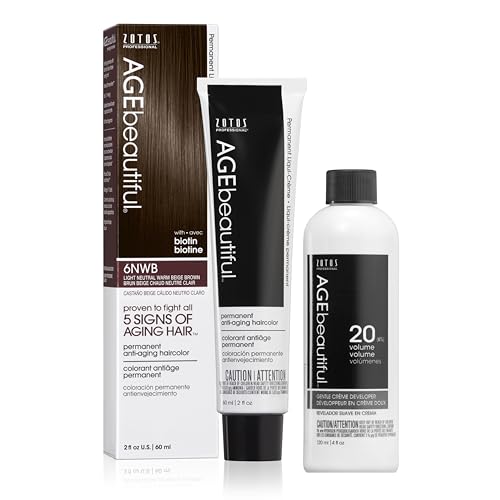 Image of AGE beautiful Permanent Hair Color Cream, 100% Gray Coverage Hair Dye with Biotin Anti-Aging Formula for Fuller, Thicker Hair, Professional Salon Quality