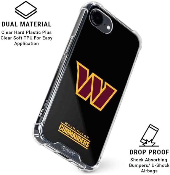 Skinit Clear Phone Case Compatible with iPhone 16e - Officially Licensed NFL Washington Commanders Black Background Design