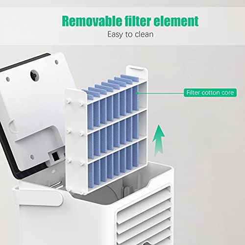 Climatiseur Mobile, USB Ventilateur Refroidisseur D'air Mini Refroidisseur 4 en 1 Climatiseur Portable 3 Vitesses de Vent et 7 Couleurs de LED, Humidificateur, Ventilateur pour Maison/Bureau - Image 6