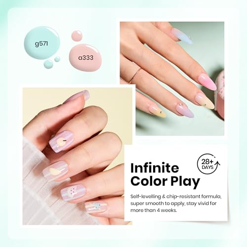 Image of Beetles Pastel Gel Polish Set - Afternoon Desserts Collection, 6 Colors Pastel Purple Yellow Blue Pink Trendy Colors Uv LED Lamp Salon DIY at Home Nails Gifts for Women Nails