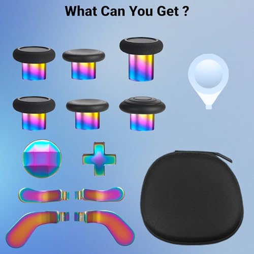 Image of Elite Series 2 Gaming Controller Accessories Kit with Thumbsticks, D-Pads, Paddles, Trigger Buttons for Elite Series 2 Core (Rainbow)