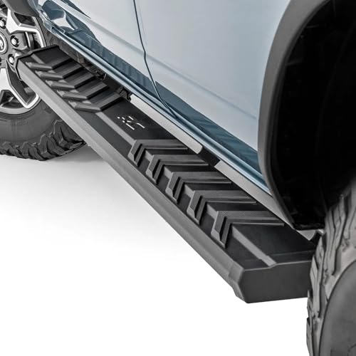 Rough Country BA2 Running Boards for Ford Bronco (2021-2026) 4-Door - 5 Wide Steel Step Bars Non-Slip Grip Foot Rails No-Drill Install Textured Black Side Steps