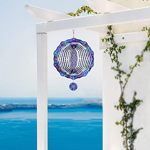 Linsbo 3D Hanging Wind Spinner,12 Inch Stainless Steel Swivel Wind Catcher,Art Geometric Pattern Wind Spinner Gifts,Home Garden Patio Yard Backyard Outdoor Decor #TOP3