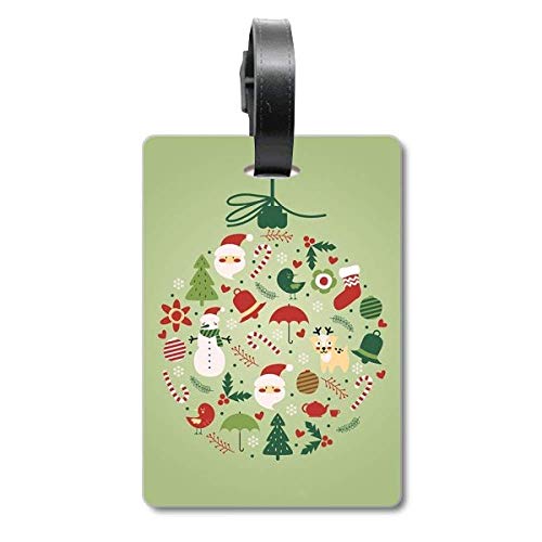 Étiquette valise voyage motif Noël bonhomme de neige et sapin