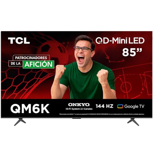 El Mejor Listado de pantalla 75 pulgadas Top 5. 44 TCL Smart TV Pantalla 85' 85QM6K Google TV QLED - MiniLED 4K Google Assistant | Hands Free Voice Control | Alexa | VisionHDR10+| AiPQ™ | Micro Dimming | NITS1500 | Panel 288 Hz |...