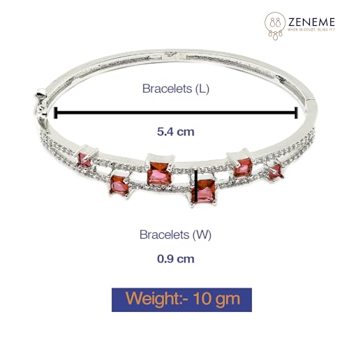 Rhodium-Plated American Diamond Studded Kada Bracelet