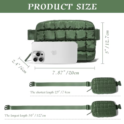 Image of Gitus Trending Gifts for Women Puffer Crossbody Bags for Women Belt Bag Fanny Pack with Adjustable Straps Lightweight Quilted Puffy Bag Woman Gifts (Green)