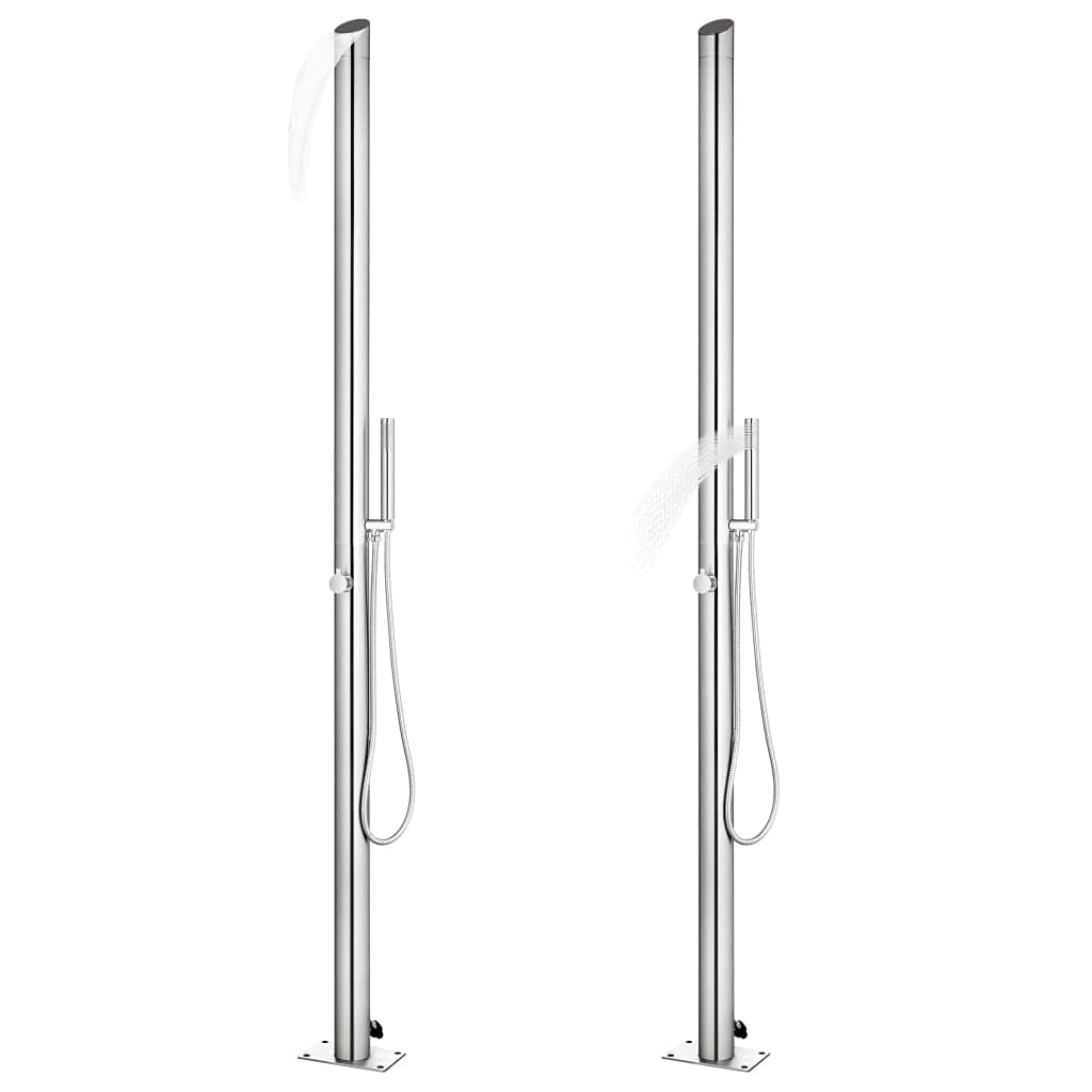 Douche de jardin 220 cm en acier inoxydable avec pommeau de douche cascade et douchette à main pour jardin, piscine, terrasse