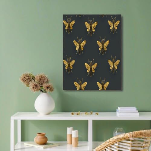 Mural de abeja lujosa: carteles e impresiones de cuadros modernos en oro y negro 2