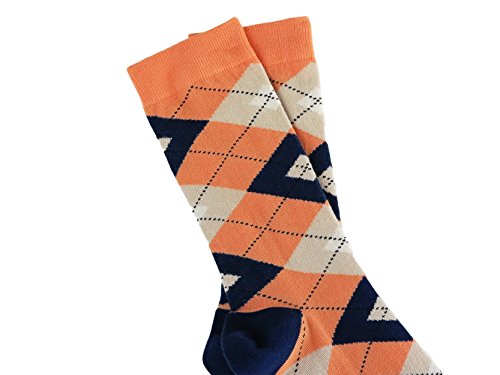 vangobeauty Men Dress Socks Argyle Mid Calf Peach Navy Blue Grey Socks One Size Fits Most Made In USA2