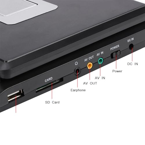 Lettore DVD Portatile da 7 Pollici con Schermo Girevole, Batteria Ricaricabile, Caricabatteria per Auto, Gamepad, Supporta più Formati e Funzione TV (Spina UE)