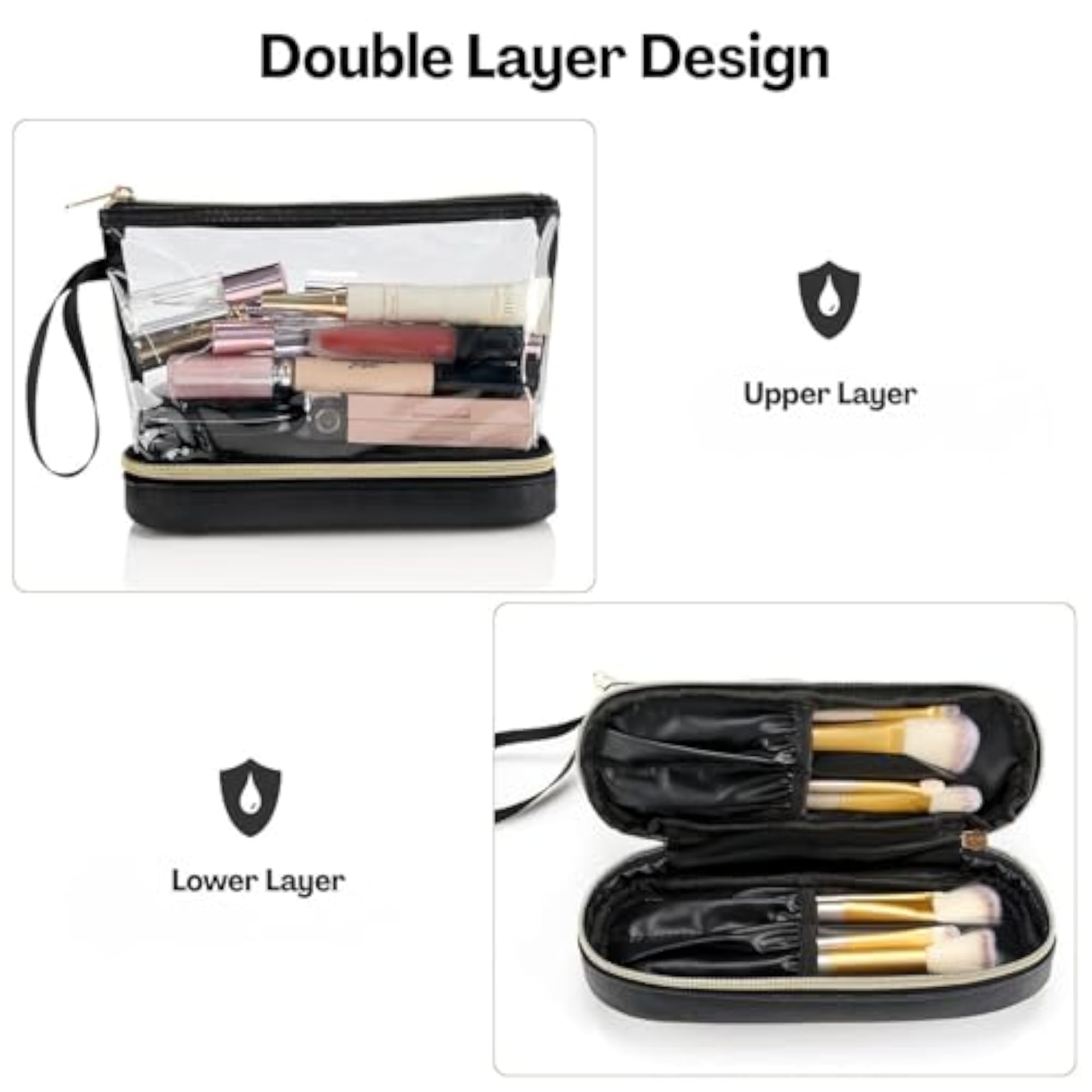 Dual-Layer Waterproof Makeup Pouch Bag, Travel-Ready