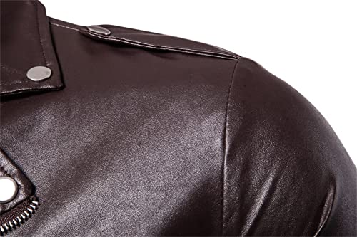 Chaqueta de cuero para hombre estilo moto ajustada miniatura 4