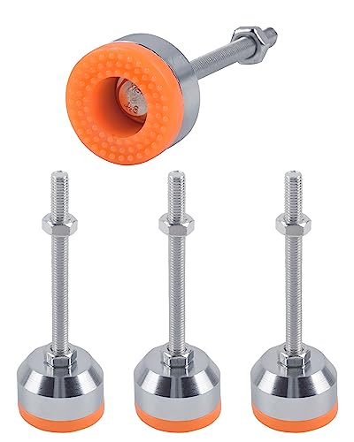 SPDYCESS 4 PCS Furniture Adjustable Feet, M8*80mm Thread Heavy Duty Carbon Steel Leveling Foot Adjuster Leveller Buffering Floor Protector Reduce Noise for Machine Table Furniture Feet
