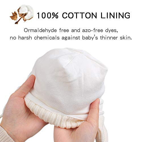 Jangannsa Cute Knitted Boys Girls Christmas Beanie Warm Earflap Winter Hat Infant Toddler Baby Beanie 0-6Y (S, White Pompom) #TOP3