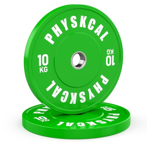 PhysKcal Color Bumper Plates, Ø 50 mm disques de musculation pour barre olympique et haltérophilie, conformes à la norme IWF, ainsi que des micro-disques...