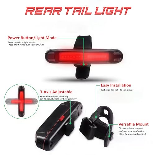 BYKING Bike Lights PRO Front And Rear, TYPE-C LED Bicycle Light Set For Cycling, Bright and Durable, 4/6 Light Modes and USB-C Rechargeable, For Helmet, E-bike, Mtb, Scooter, Mountain and Kids Bike... - Image 4