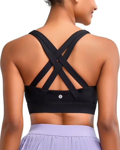 RUNNING GIRL Sports Bra for Women High Support,Molded Cup Strappy Running High Impact Sports Bras for Women