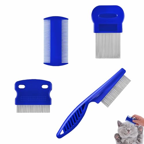 4 Pièces Peignes Anti Puces pour Chats Chiens Métal Animaux à Dents Fines Outil de Toilettage Peigne de Toilettage pour Chiens, pour Chien Chats et Autres...