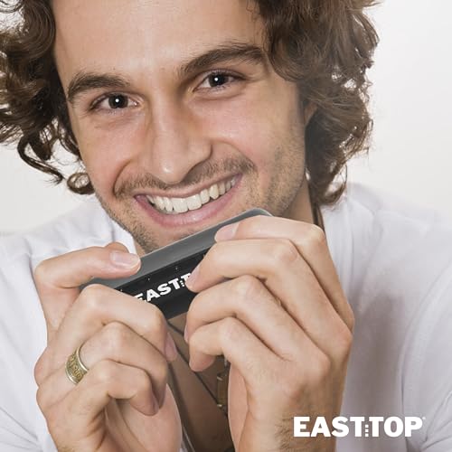 Image of EAST TOP 12 Hole Chromatic Harmonica C Key Mouth Organ for Adults and Professionals with Unique Modern Design ET12, Black Cover