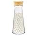 Caraffa Vetro Decorato per Acqua con Tappo Sughero Brocca Acqua Vetro Caraffe per Acqua Succo di Frutta Tè Ghiacciato Limonata e Vino | Collezione Emma | 1000 ml