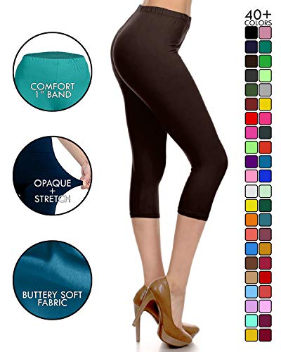 Image of Leggings Depot Women's High Waist Leggings Soft 1 inch Waistband Solid Pants - Regular, Plus, 1X3X, 3X5X