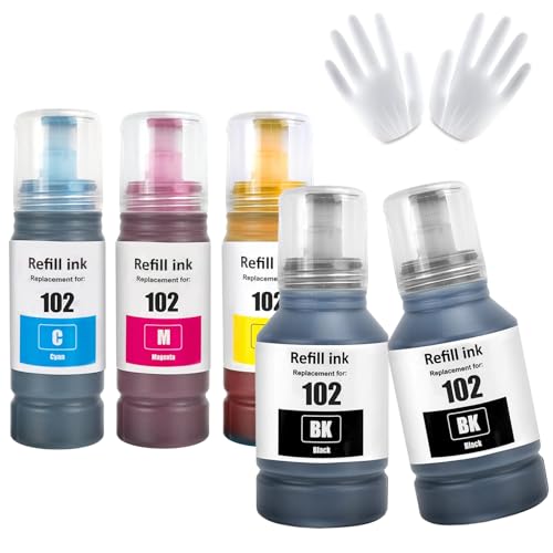 ASEKER E102 butelek z atramentem opakowanie zbiorcze kompatybilne z ET-2750 ET-2756 ET-2850 ET-2851 ET-2856 ET-3700 ET-3750 ET-3850 ET-4500 ET-4700 ET-4750 ET-4850 ET-4856 ET-15000 (BK)