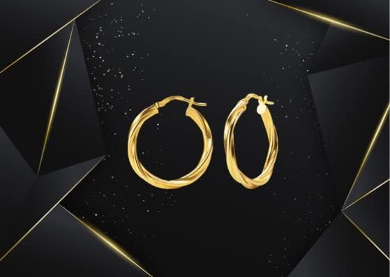 Echt 10K Gelbgold Große Glänzende Creolen