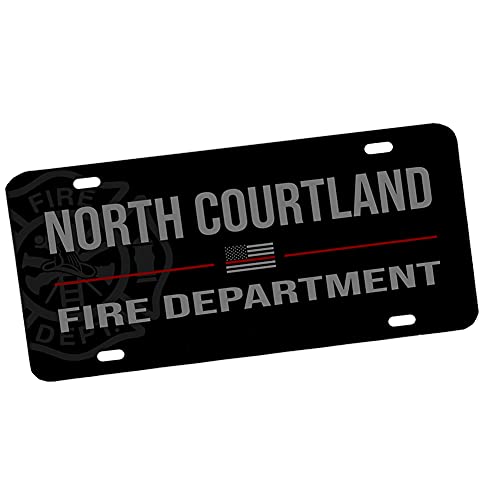 Compatible with North Courtland Alabama Fire Departments Firefighter Thin Red Line Firefighters Garage Signs Metal Vintage Style Decor Metal Tin Aluminum Novelty License Plate