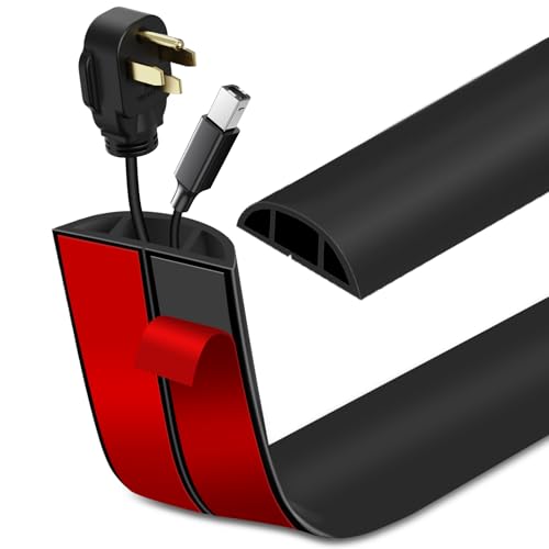Canaletas para Cables Adhesiva canaleta pasacables para Suelo Cubiertas de Suelo para Cables pasacables de PVC (1m×3cm, Negro)