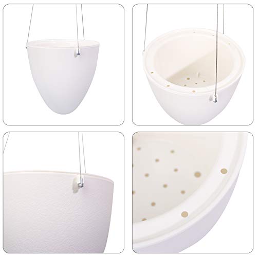 Hwashin Self Watering Hanging Planter, 3 Pack Unique Eggshell Hanging Succulent Flower Pots Home Office Indoor Decorative Container, White #TOP3