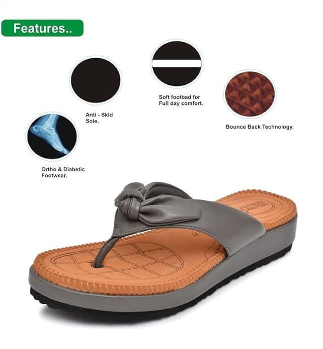Image of HEALTH FIT Orthopedic with Super Extra Soft Ortho Care Anti-Skid Doubleu Flip-Flops for women Slippers /Doctor Chappal & Footwear HF330